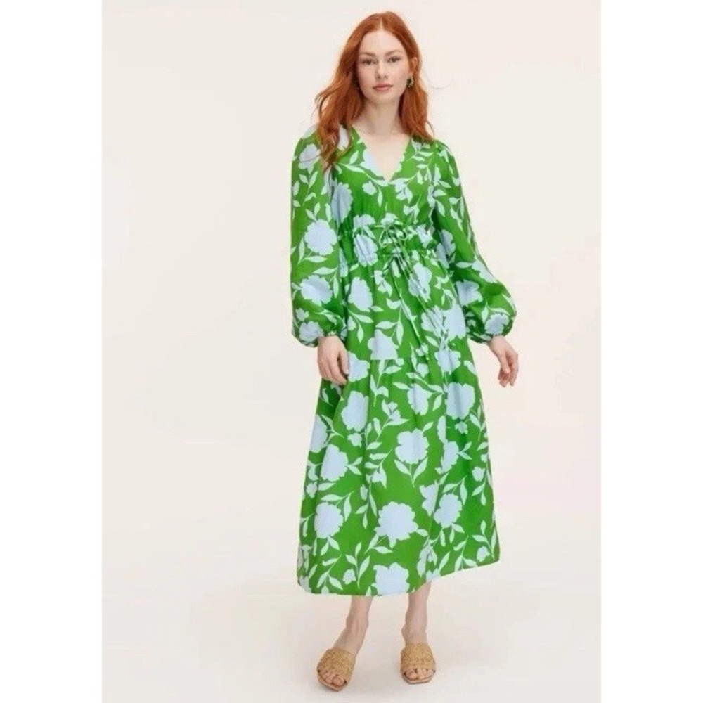 Women's Classic Rose Linen Long Sleeve Maxi Dress - kate spade new Green XXS
